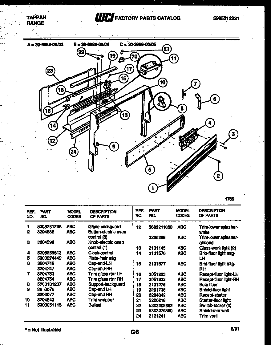 Tappan 30-3989-23-03 backguard diagram