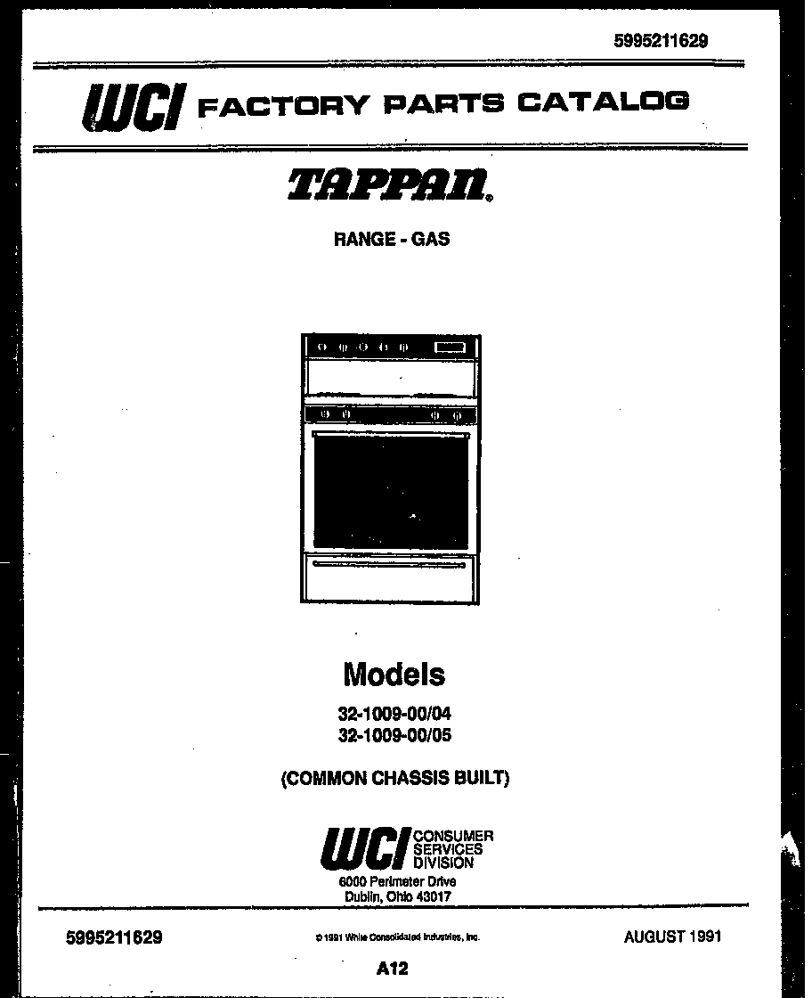 Tappan 32-1009-23-04 cover page diagram