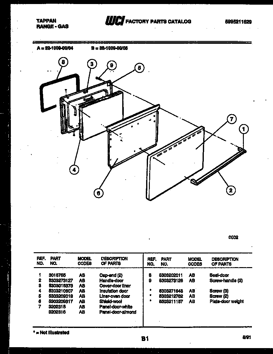 Tappan 32-1009-23-04 door parts diagram