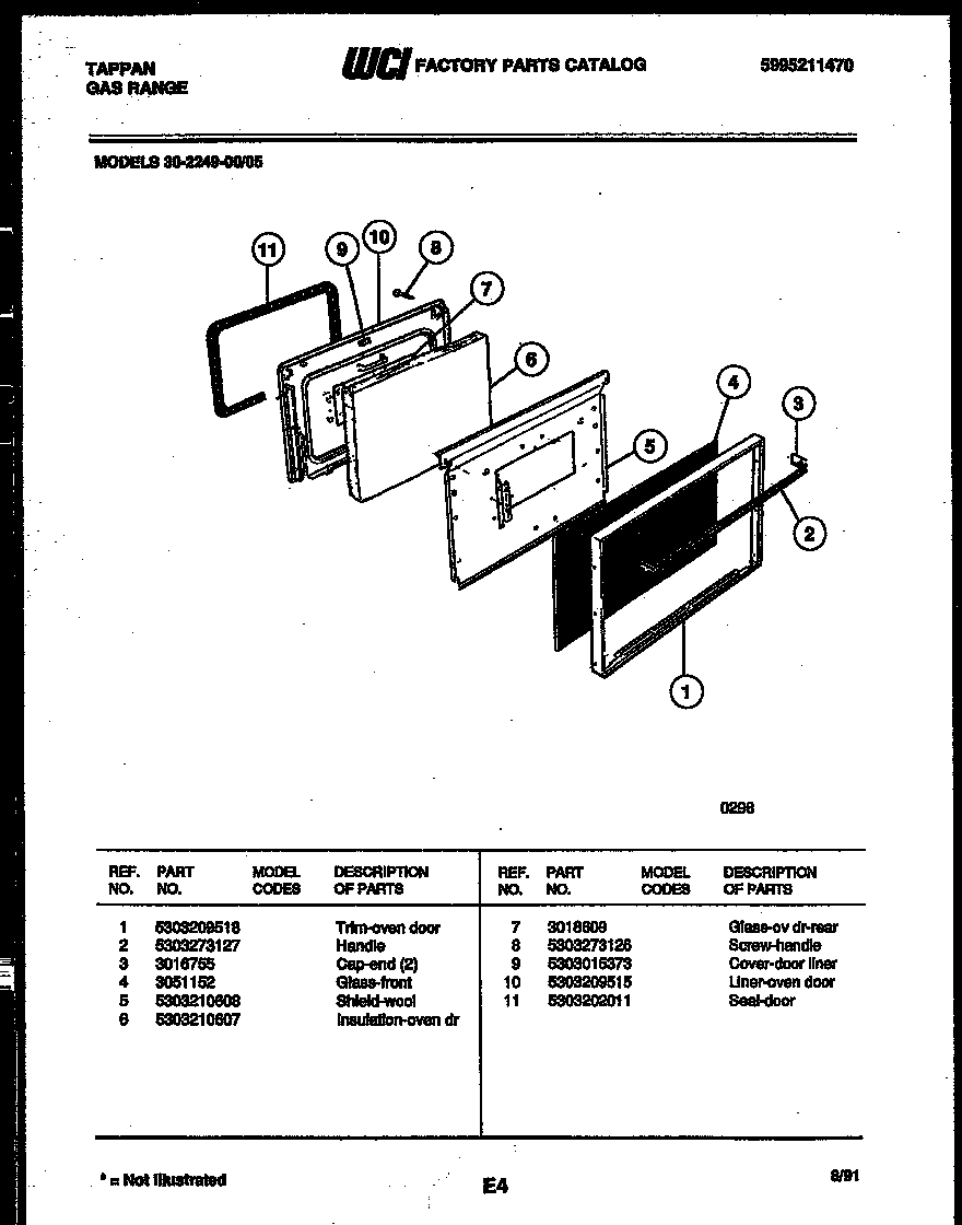 Tappan 30-2249-23-05 door parts diagram