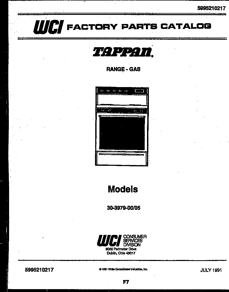 Tappan 30-3979-00-05 cover page diagram