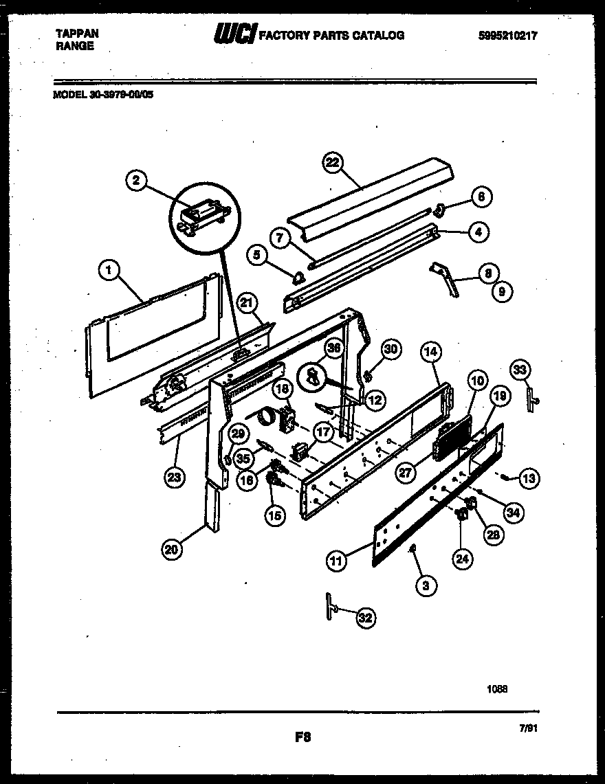 Tappan 30-3979-00-05 backguard diagram