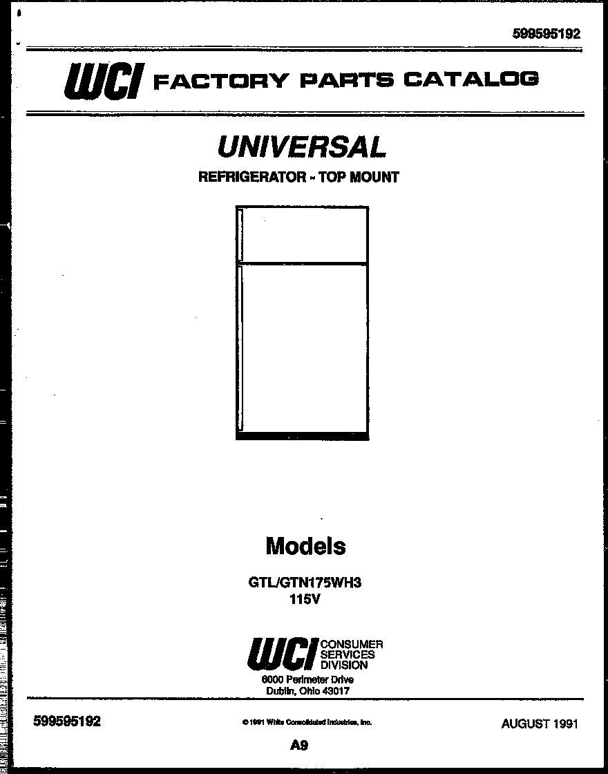 White-Westinghouse GTN175CH3 cover diagram