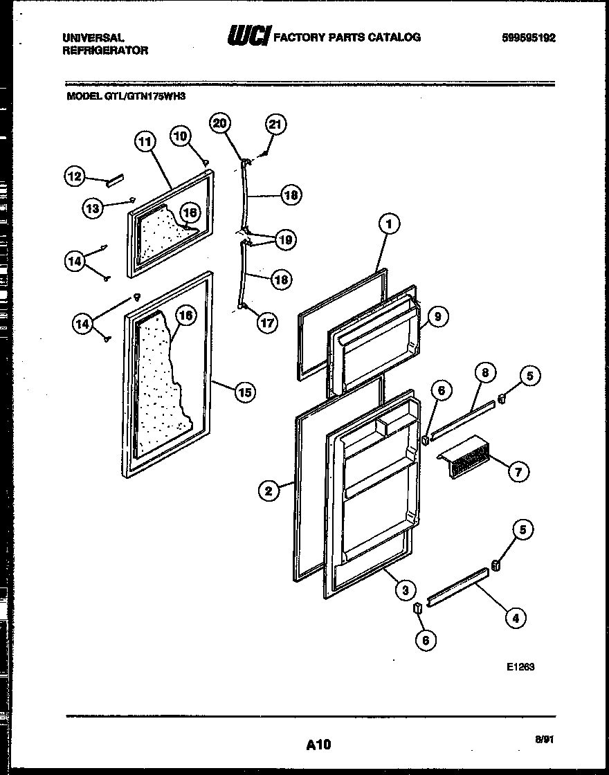 White-Westinghouse GTN175CH3 door parts diagram