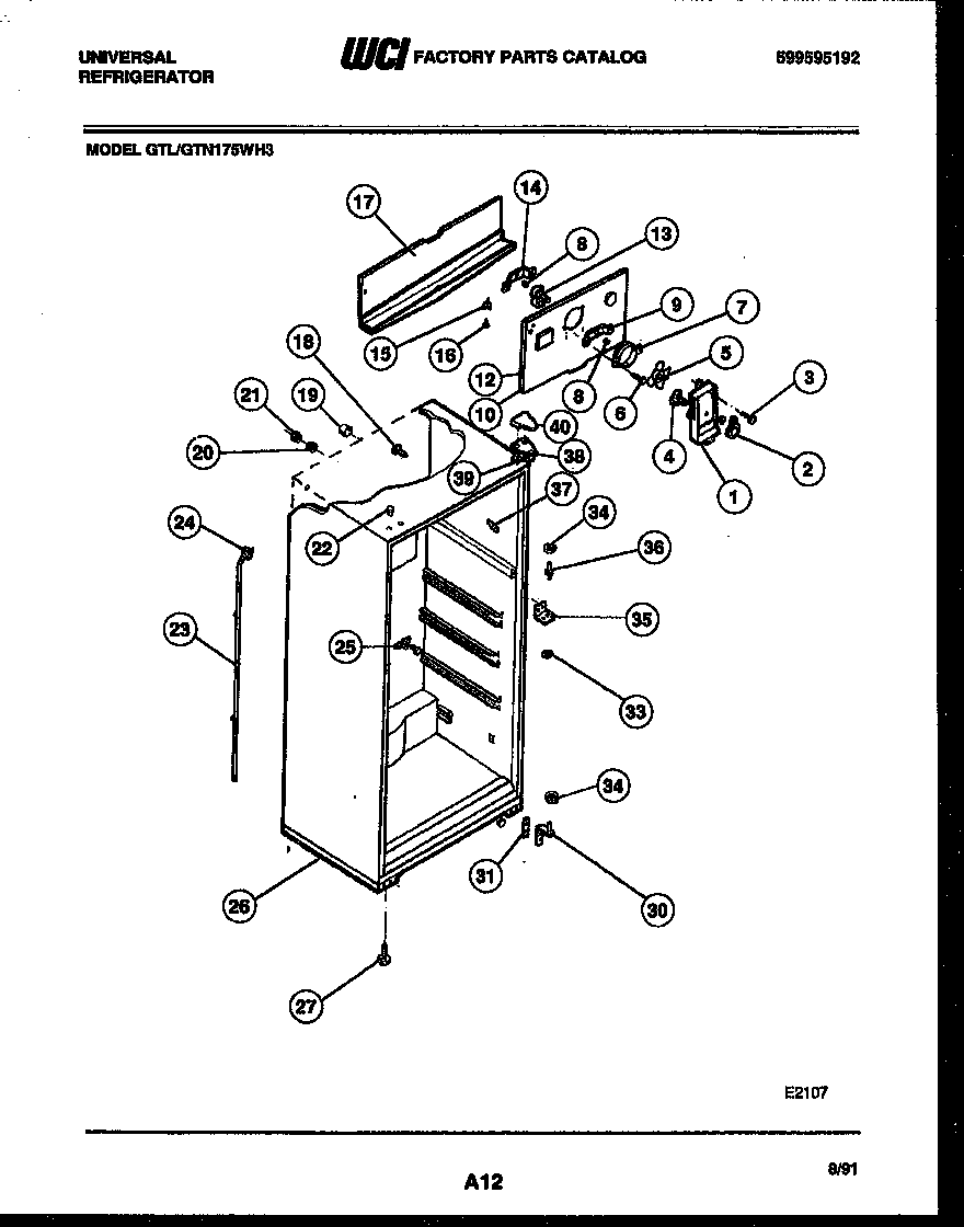 Gibson GTL175BH3 cabinet parts diagram