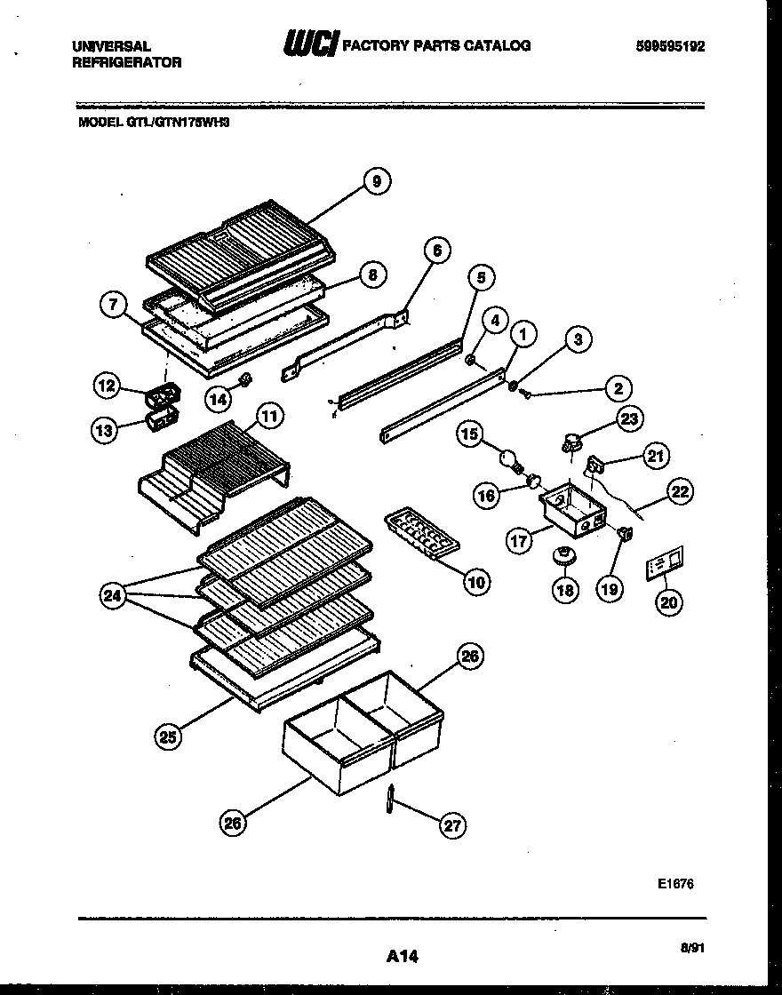 Gibson GTL175BH3 shelves and supports diagram