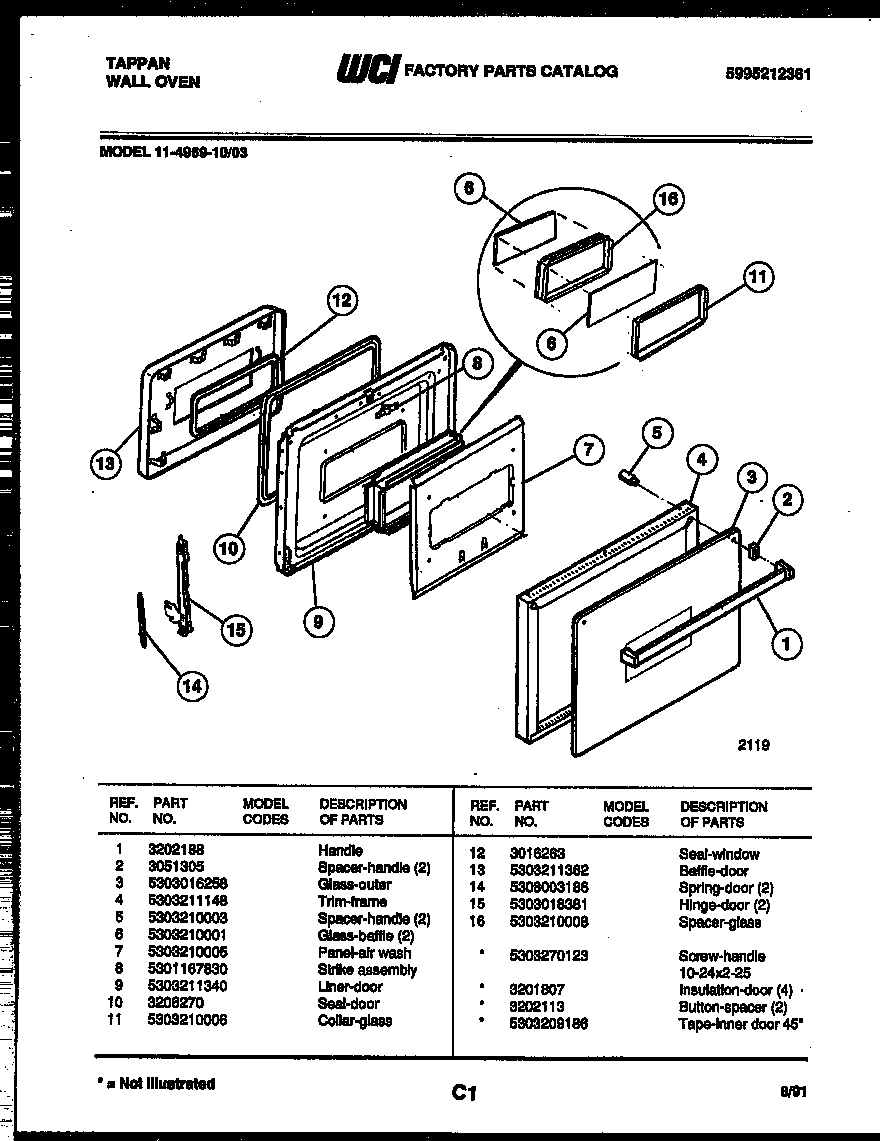 Tappan 11-4969-00-03 door parts diagram