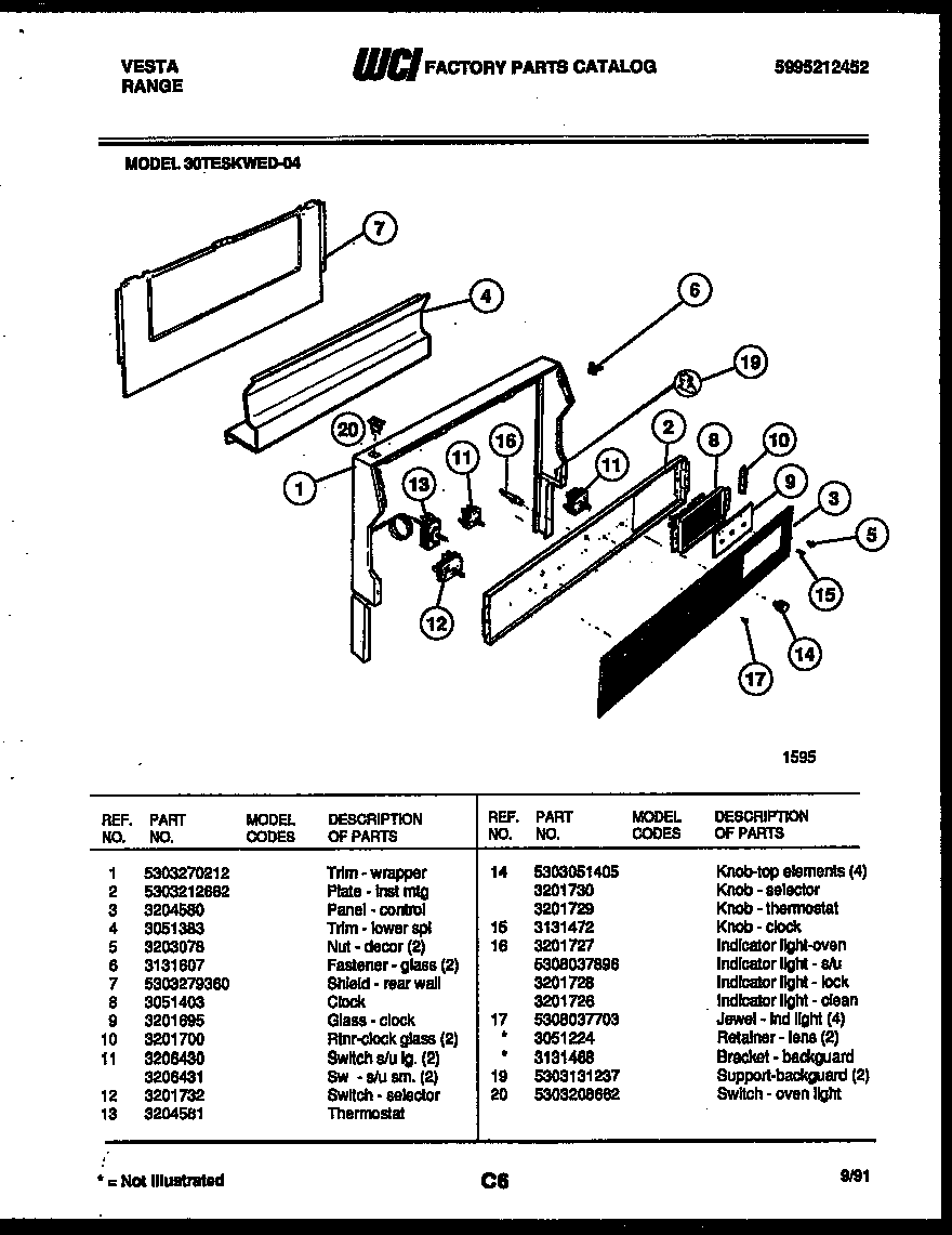 Tappan 30TESKWED4 backguard diagram