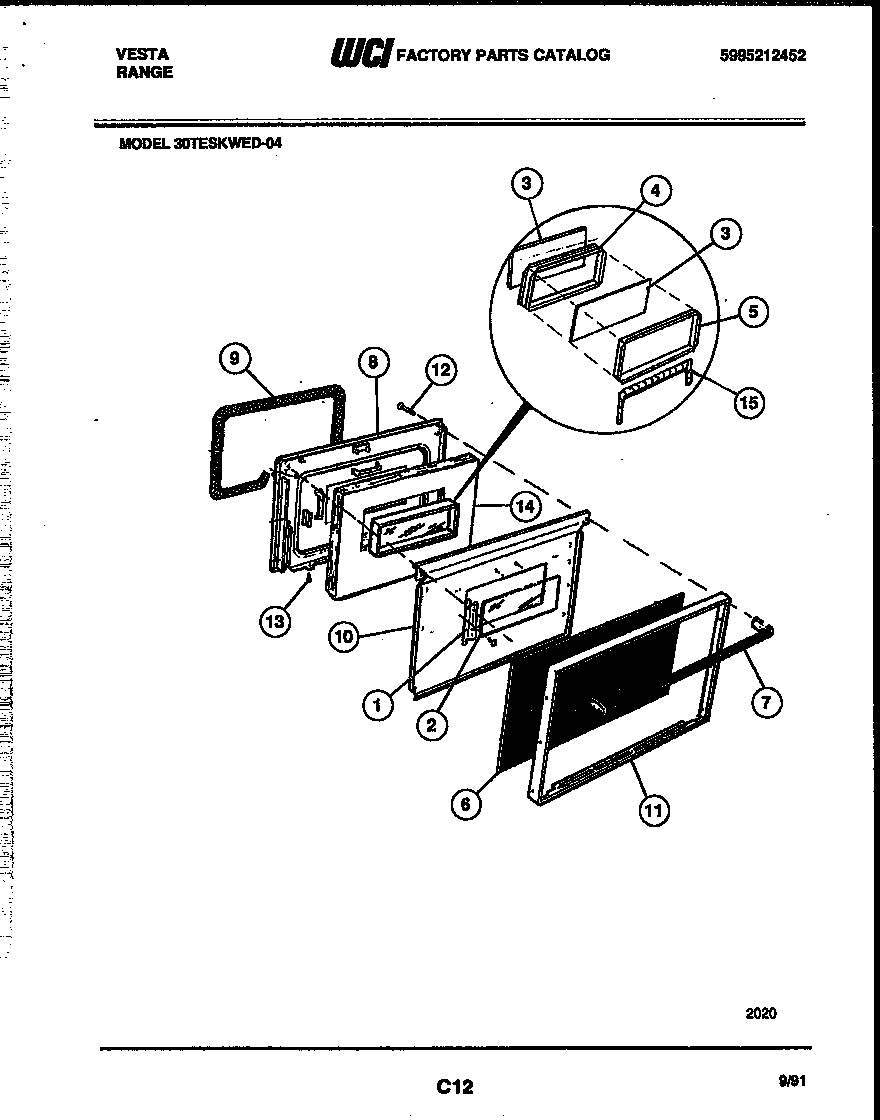Tappan 30TESKWED4 door parts diagram