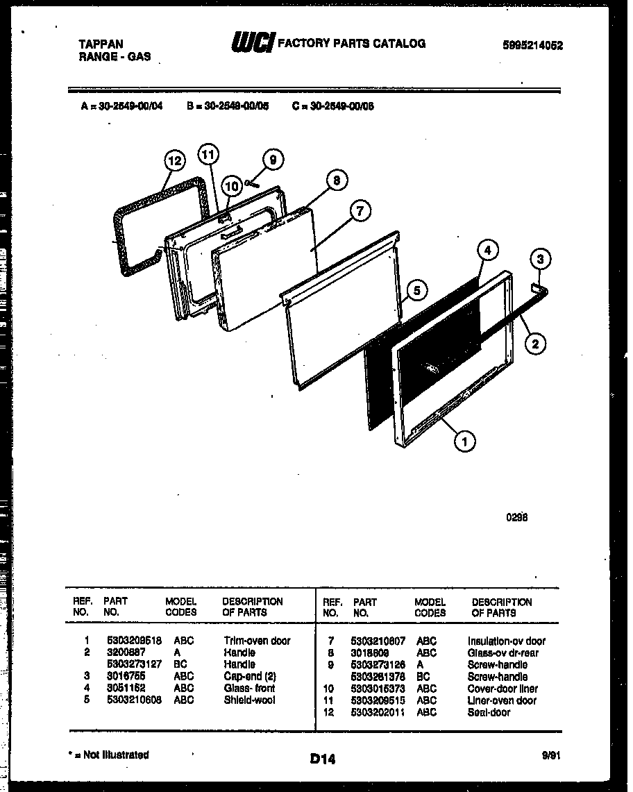 Tappan 30-2549-23-06 door parts diagram