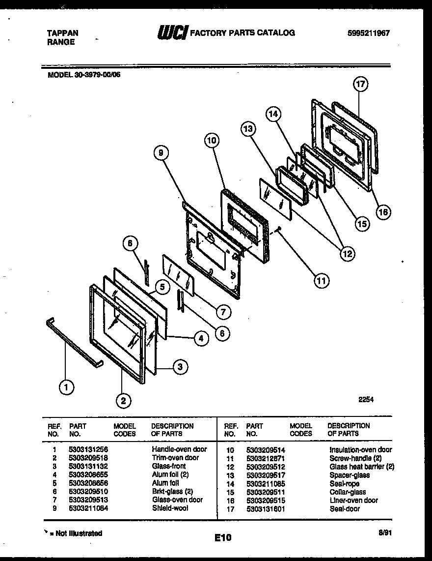 Tappan 30-3979-23-06 door parts diagram