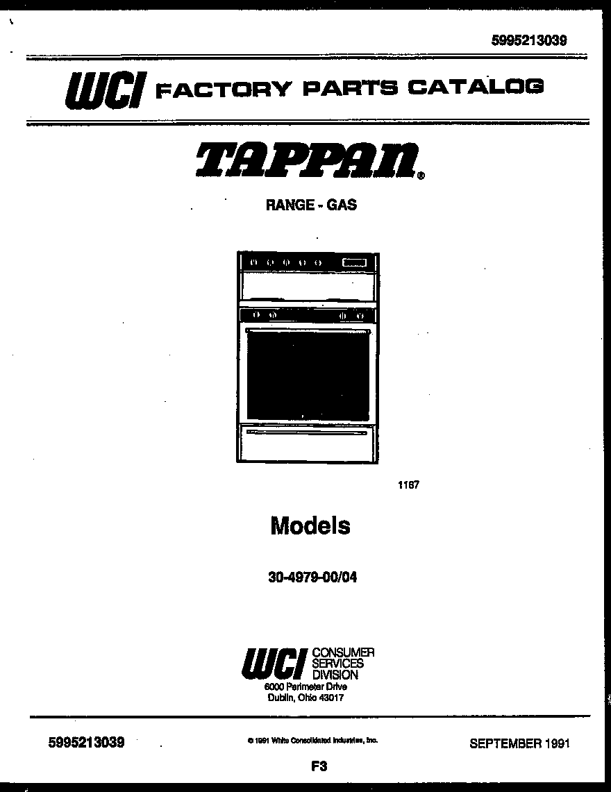 Tappan 30-4979-00-04 cover page diagram