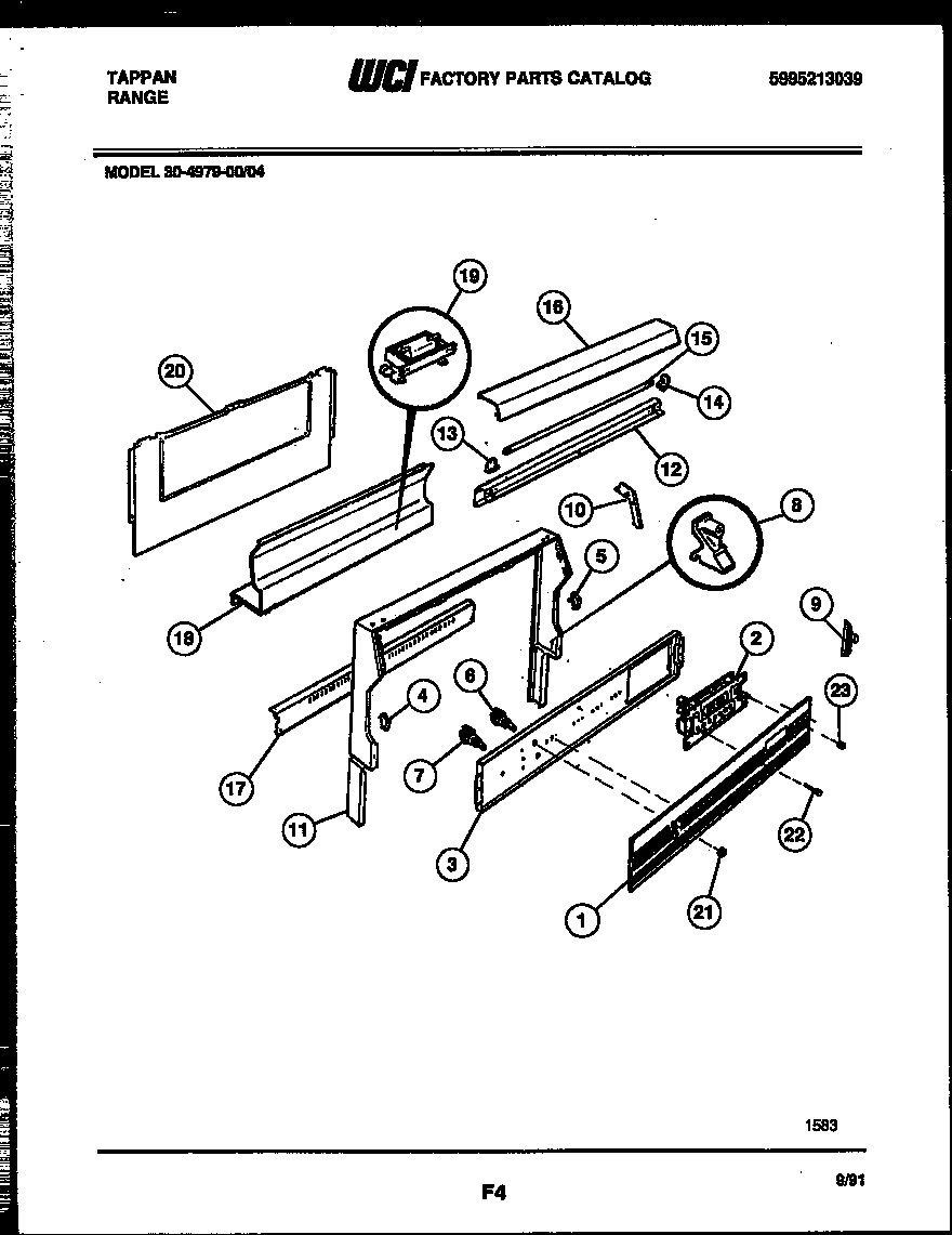Tappan 30-4979-00-04 backguard diagram