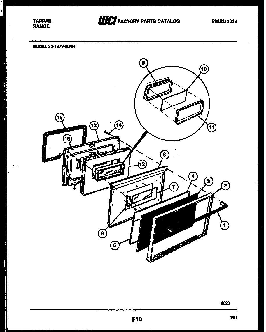 Tappan 30-4979-00-04 door parts diagram