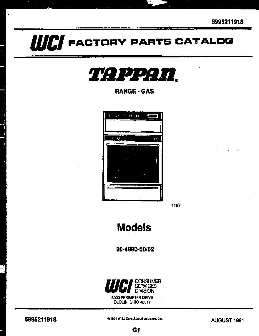 Tappan 30-4990-00-02 cover page diagram