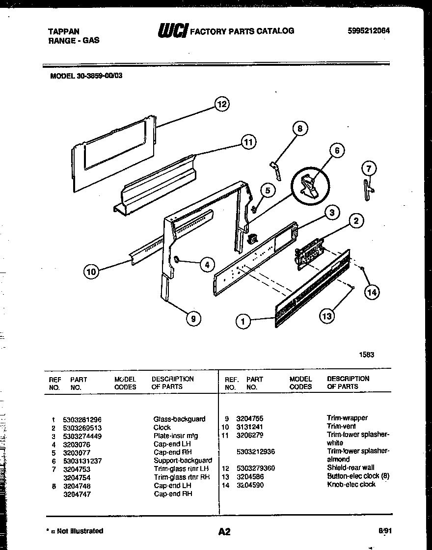 Tappan 30-3859-00-03 backguard diagram