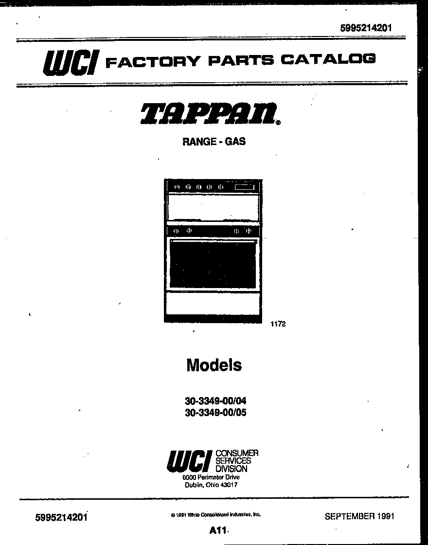 Tappan 30-3349-00-04 cover page diagram