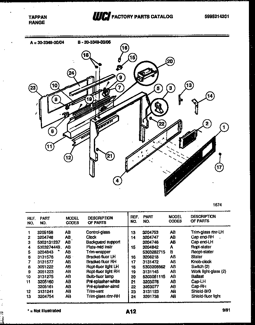 Tappan 30-3349-00-04 backguard diagram