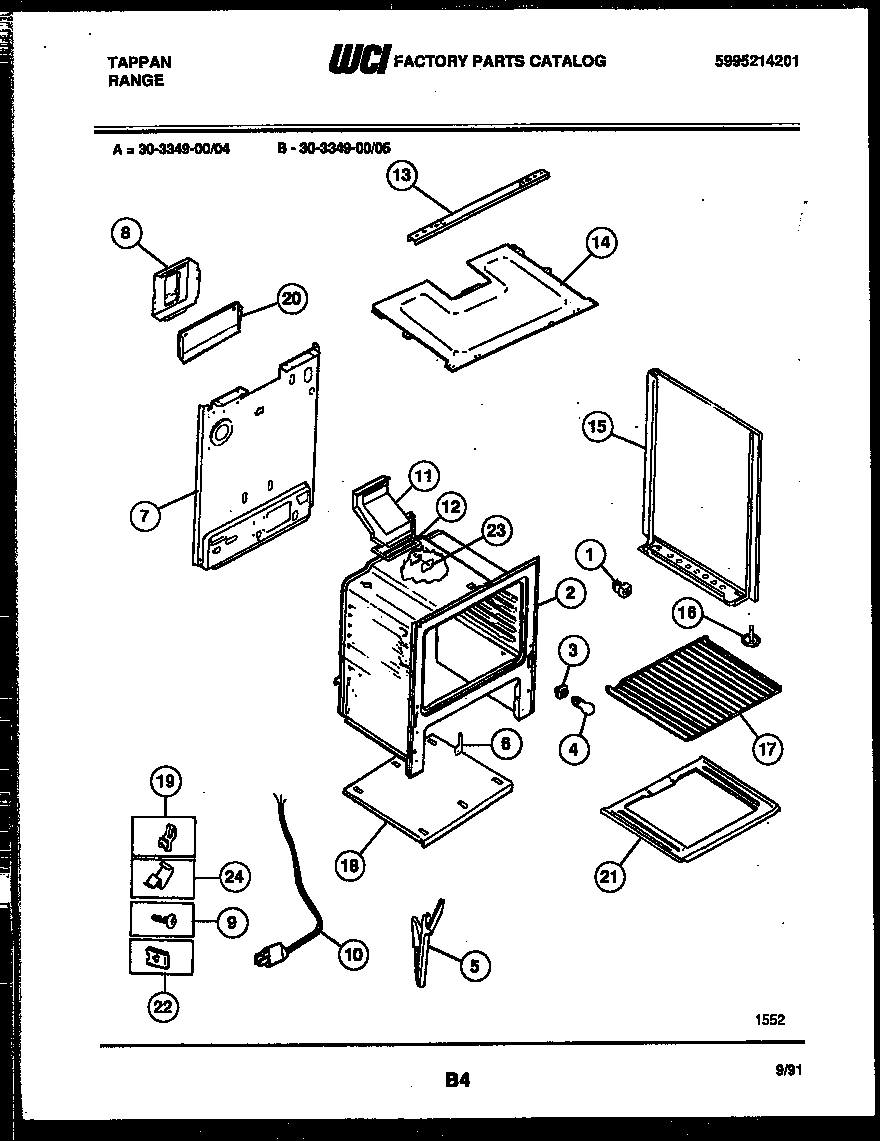 Tappan 30-3349-00-04 body parts diagram