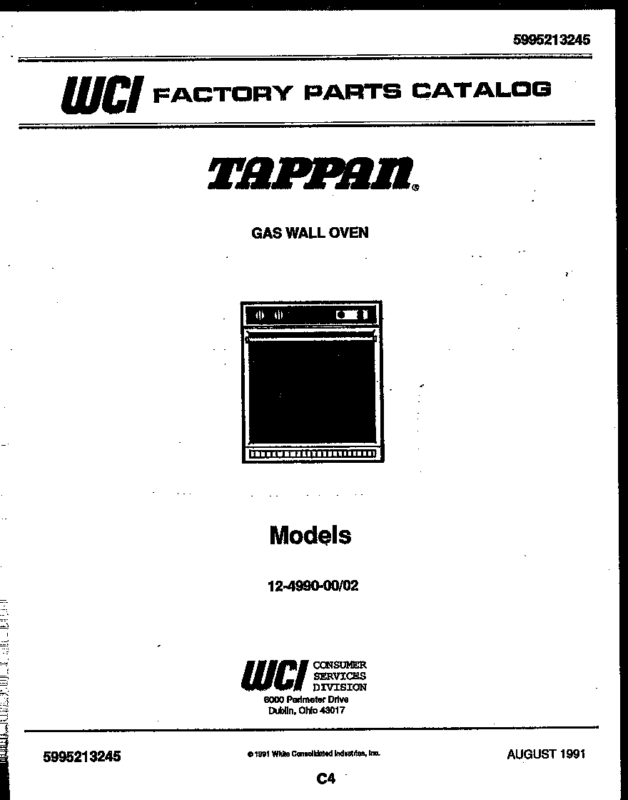 Tappan 12-4990-00-02 cover page diagram