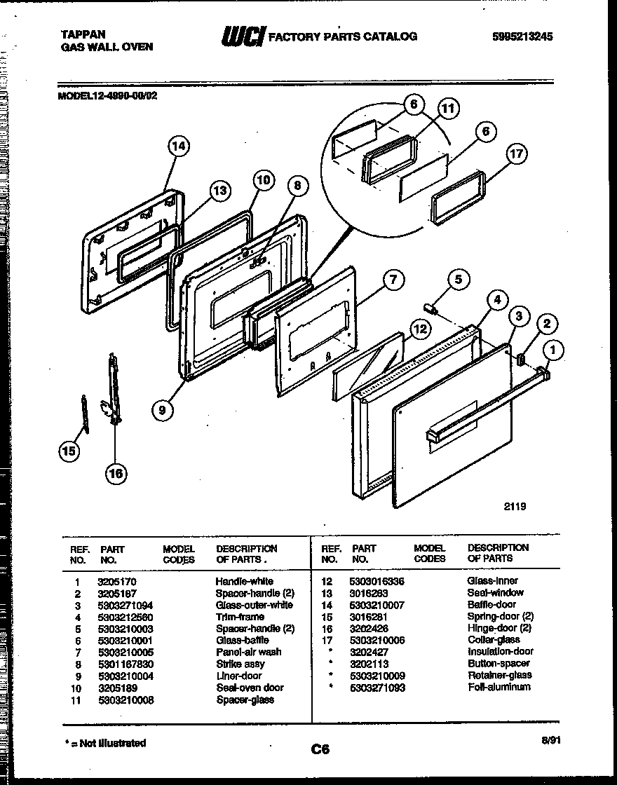 Tappan 12-4990-00-02 door parts diagram