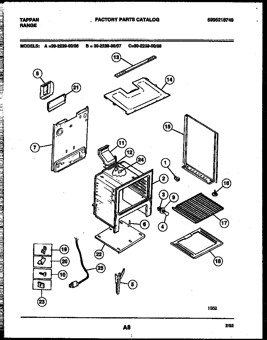 Tappan 30-2239-00-08 body parts diagram