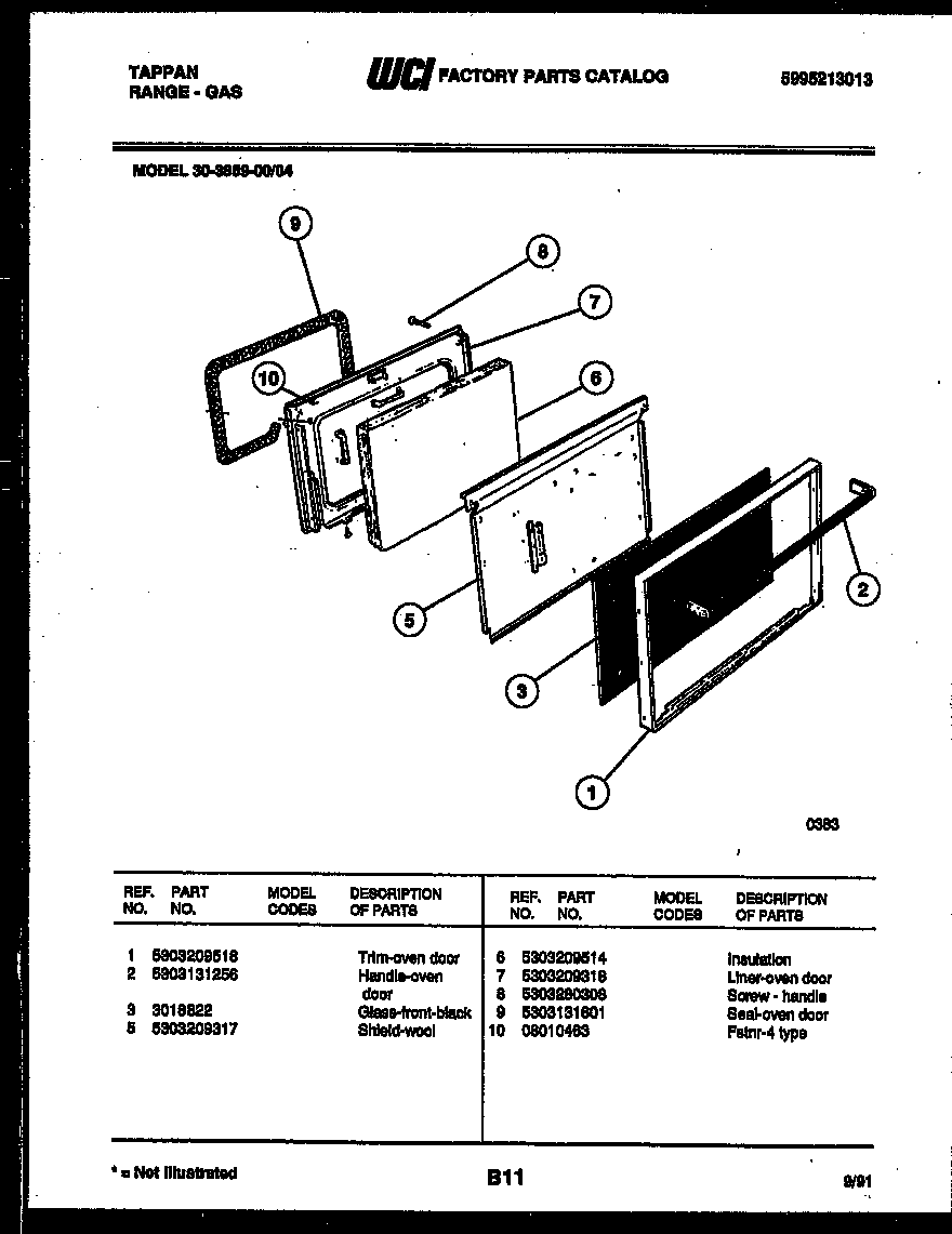 Tappan 30-3859-23-04 door parts diagram
