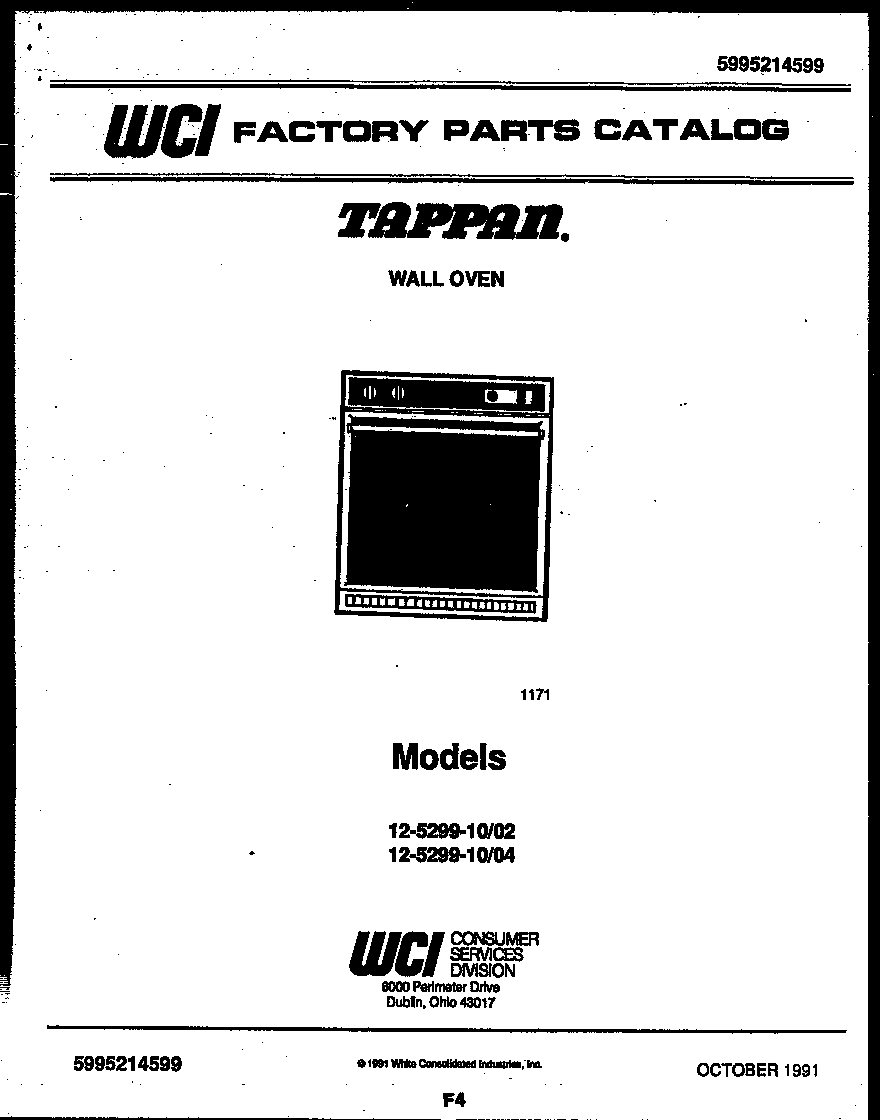 Tappan 12-5299-00-04 cover page- text only diagram