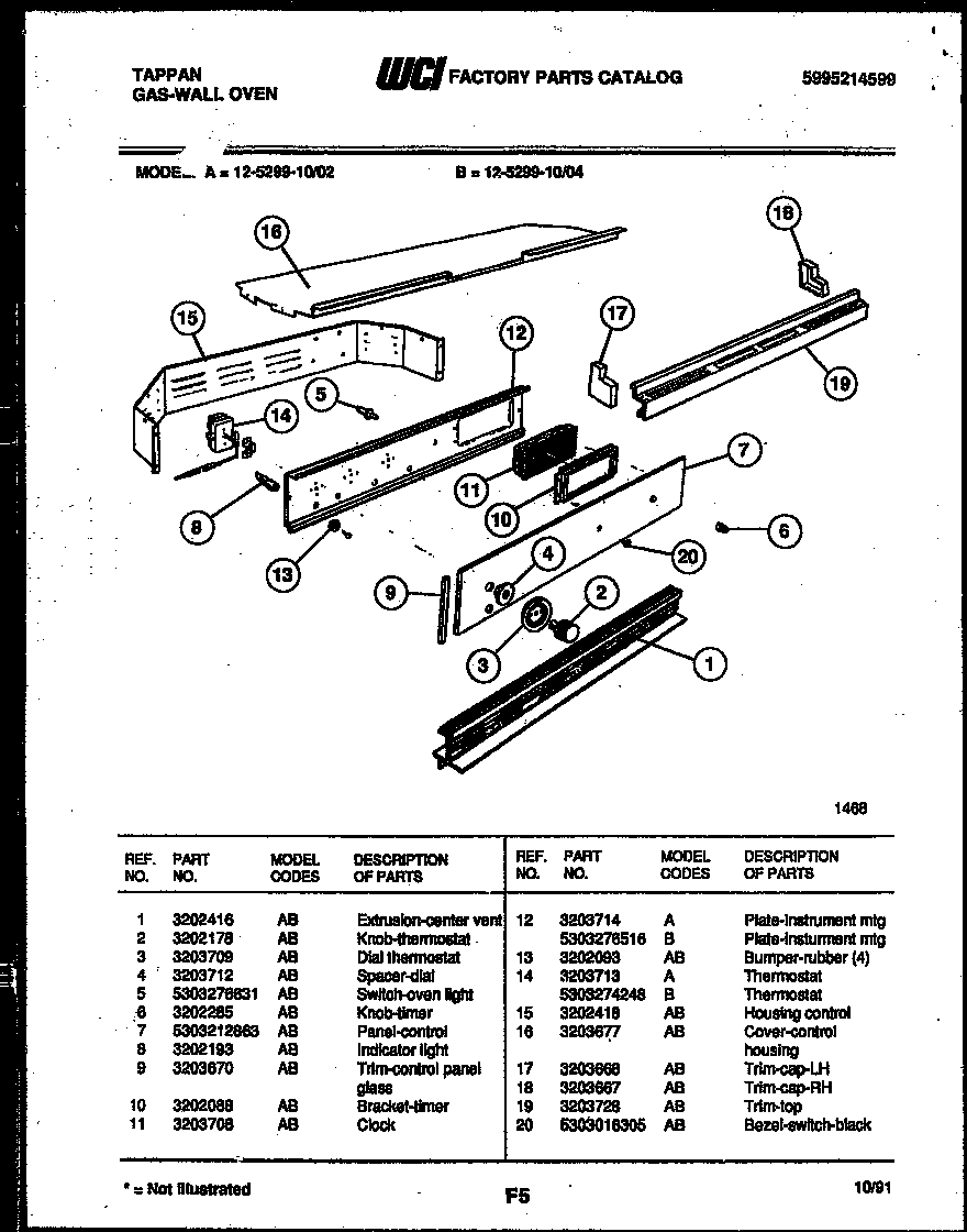 Tappan 12-5299-00-04 control panel diagram