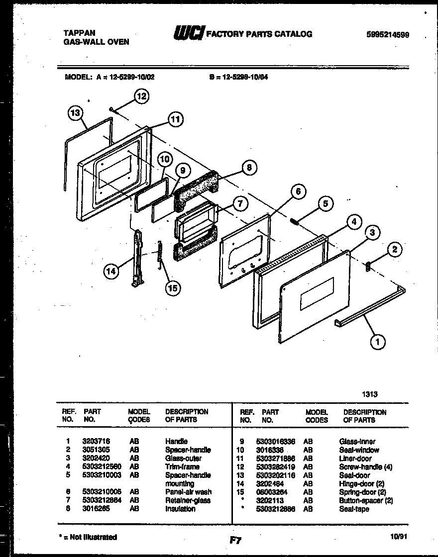 Tappan 12-5299-00-04 door parts diagram