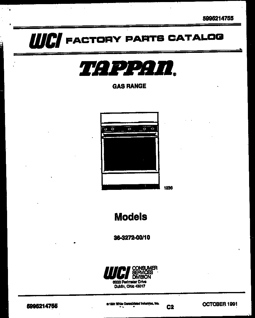 Tappan 36-3272-00-10 cover page diagram