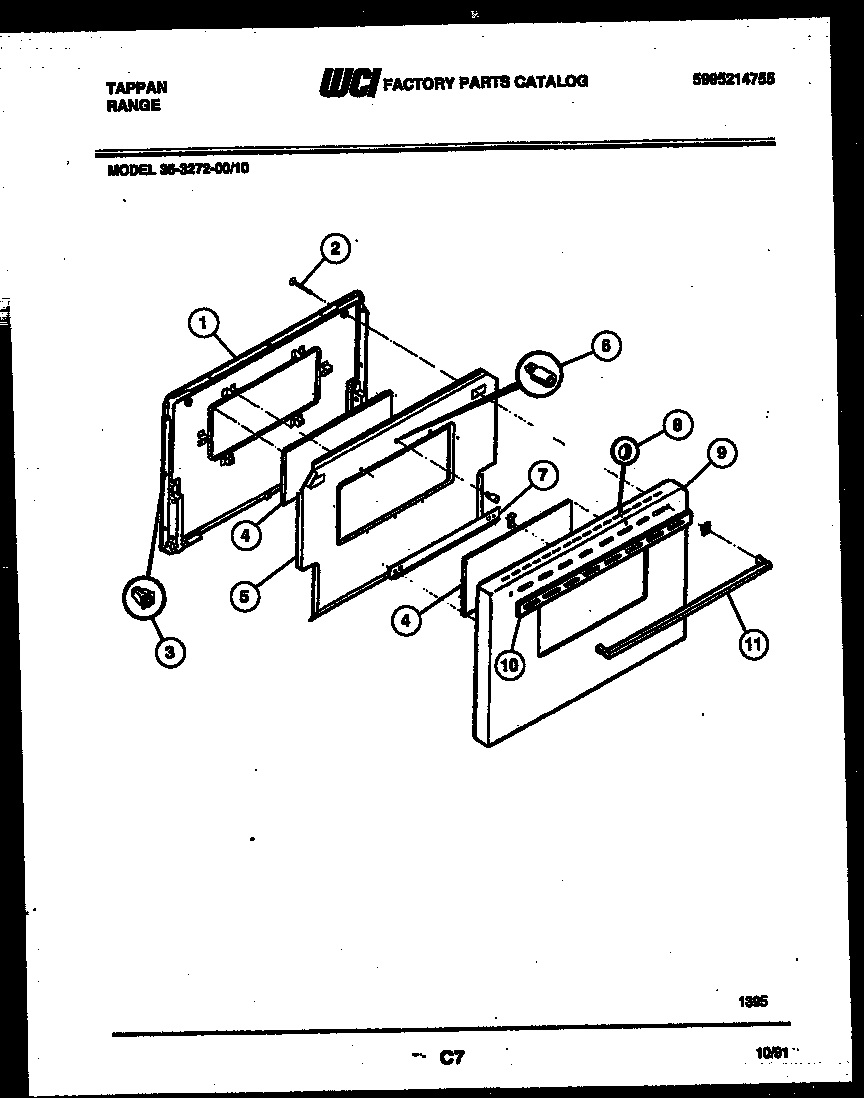 Tappan 36-3272-00-10 door parts diagram