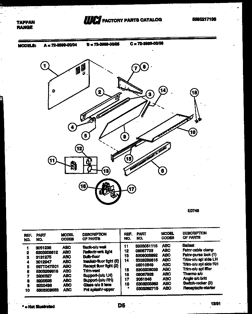 Tappan 72-3989-00-04 splasher control diagram