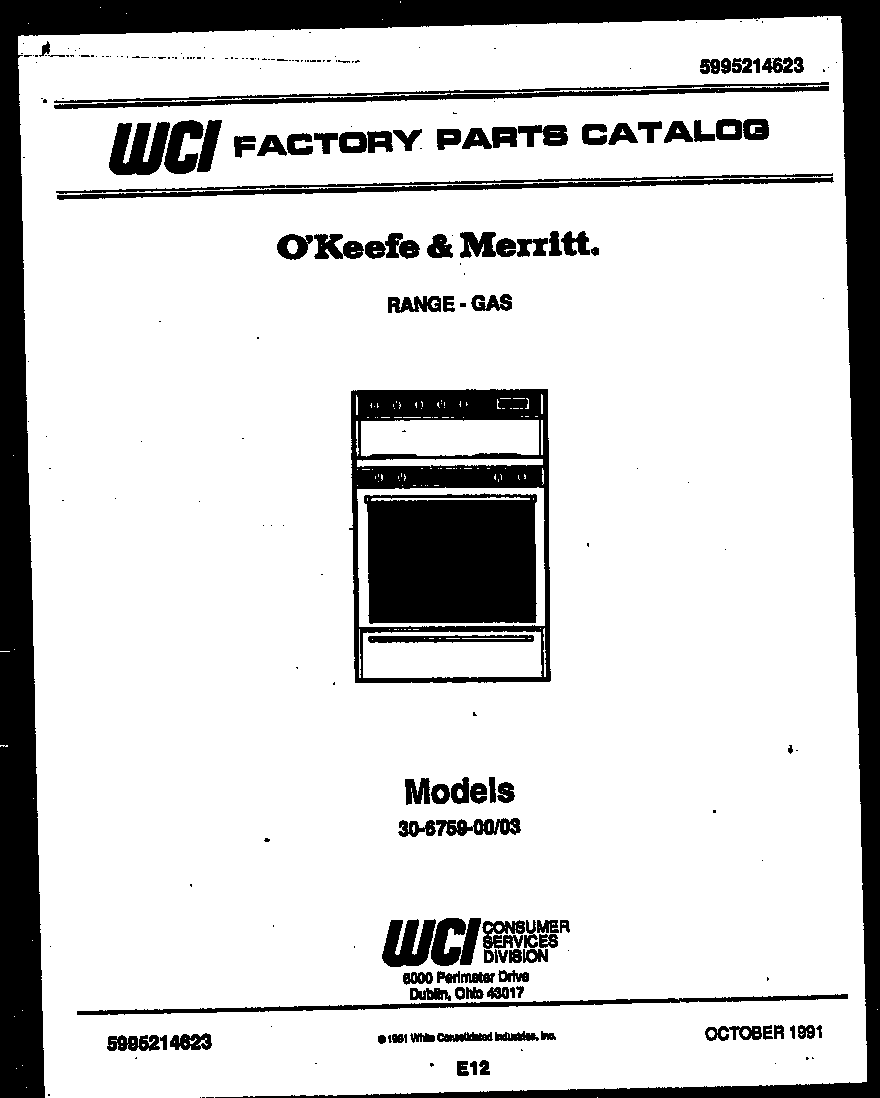 Tappan 30-6759-00-03 cover page diagram