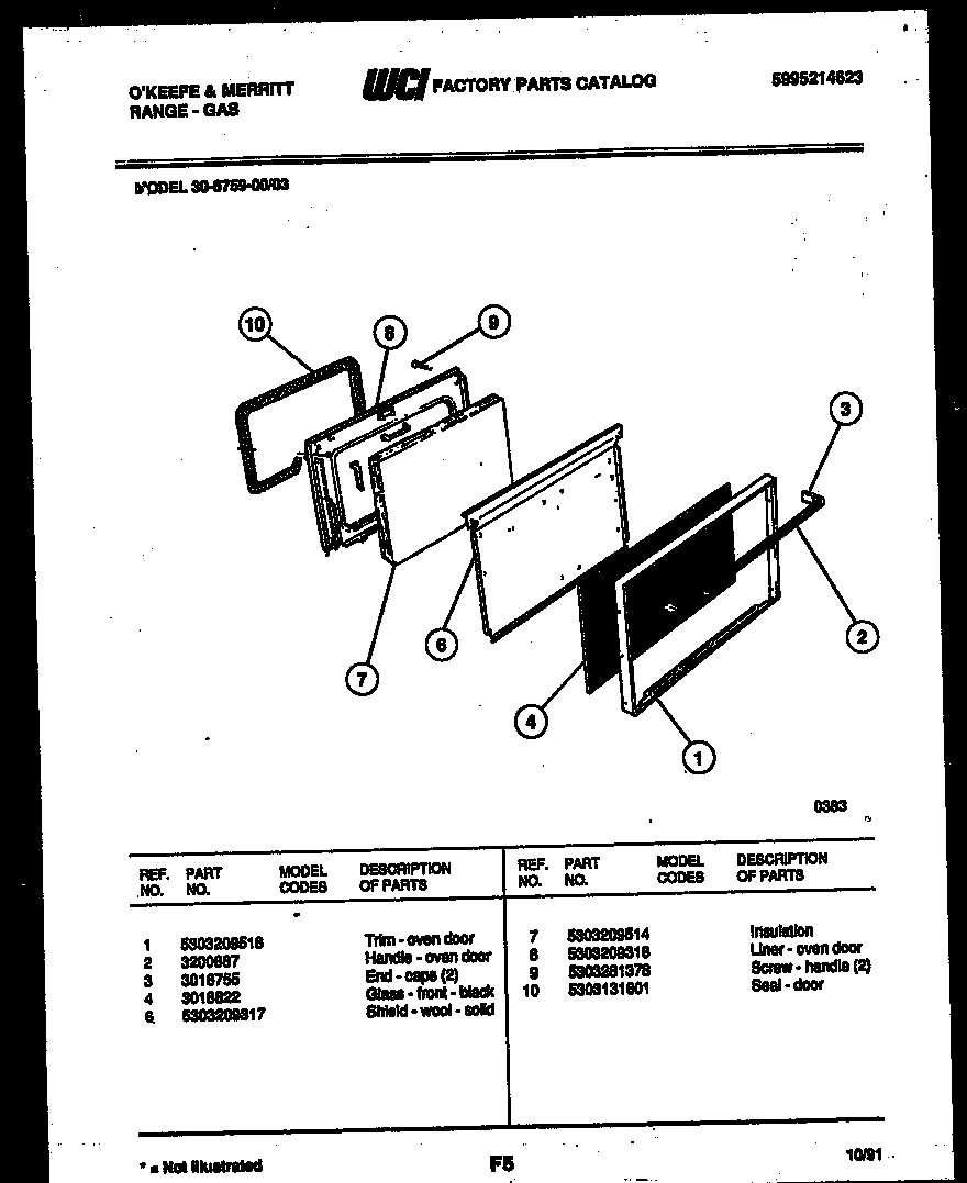 Tappan 30-6759-00-03 door parts diagram