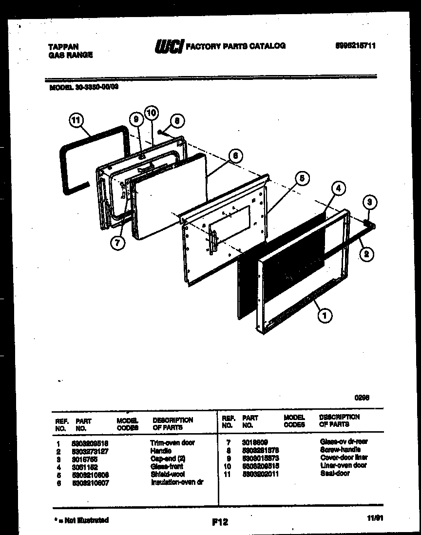 Tappan 30-3350-23-03 door parts diagram