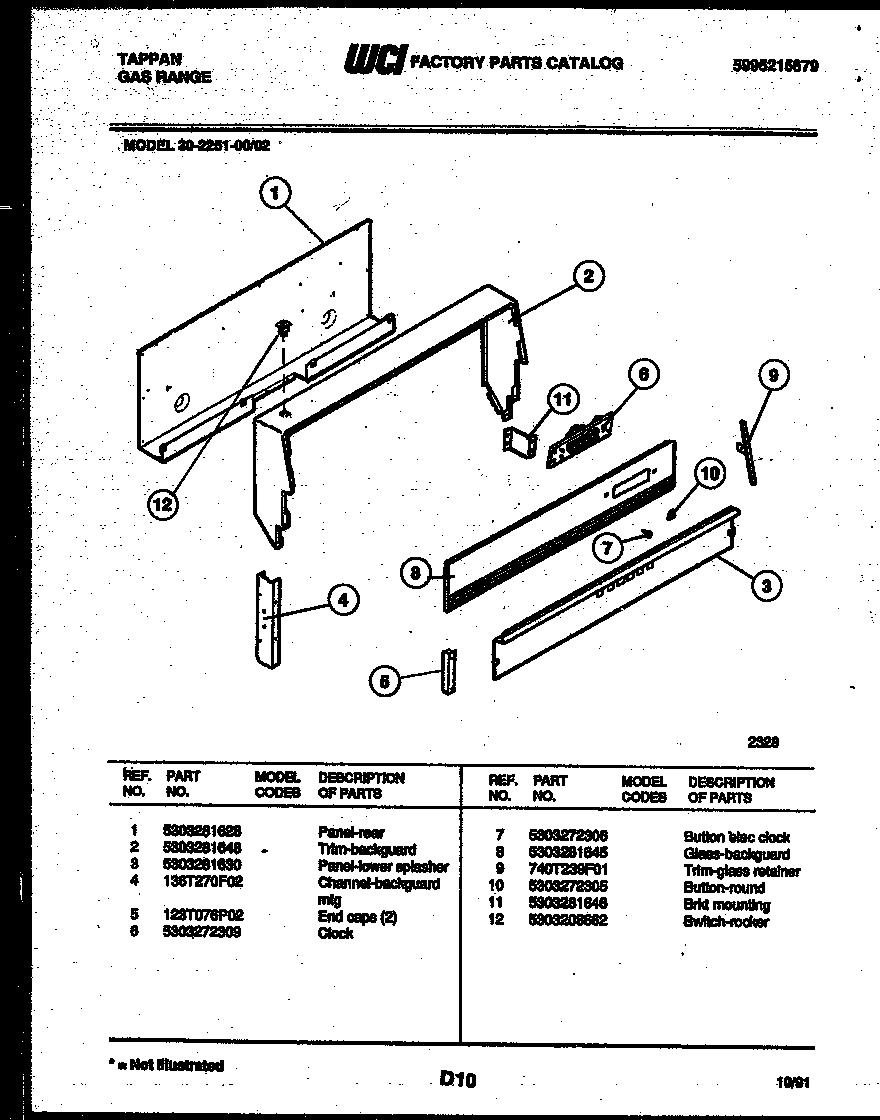 Tappan 30-2251-23-02 backguard diagram