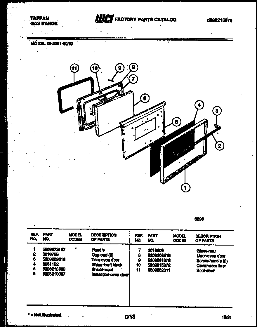 Tappan 30-2251-23-02 door parts diagram