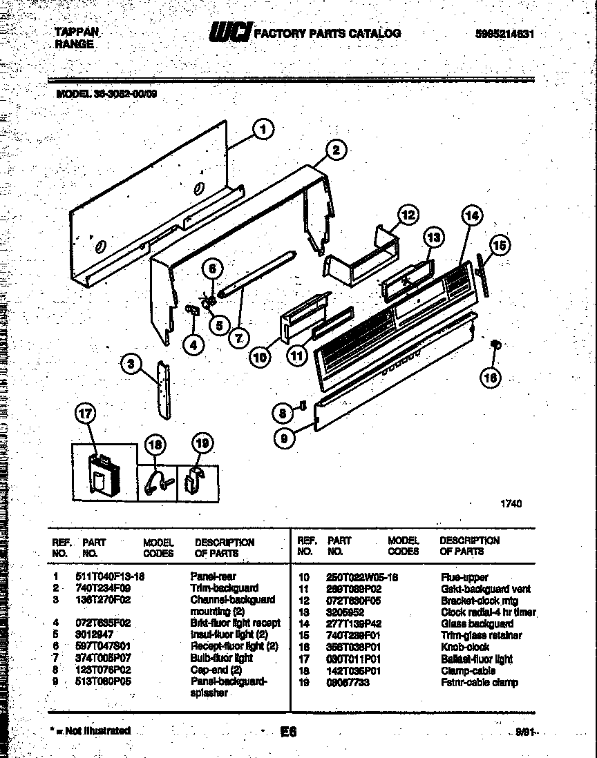 Tappan 36-3052-66-09 backguard diagram