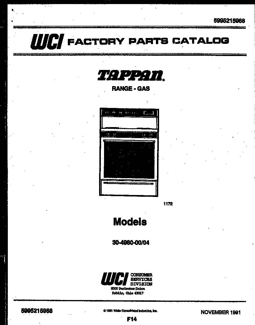 Tappan 30-4980-00-04 cover page diagram