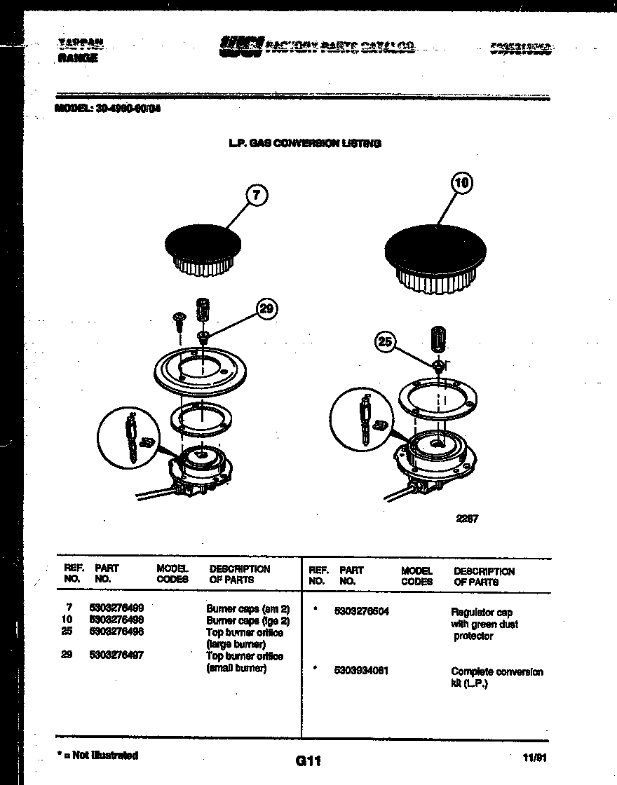 Tappan 30-4980-00-04 burner parts diagram