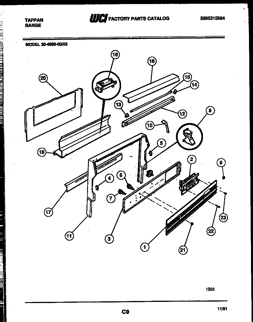 Tappan 30-4989-00-03 backguard diagram