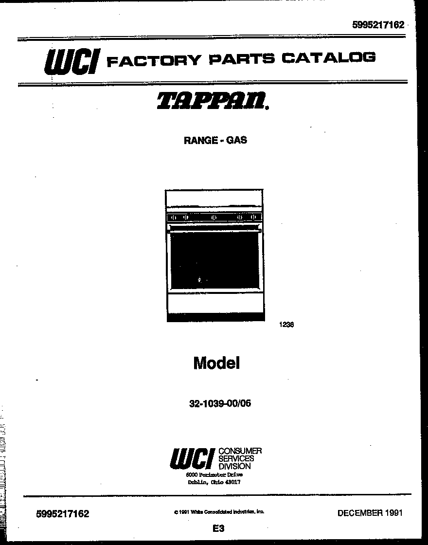 Tappan 32-1039-00-06 cover page diagram