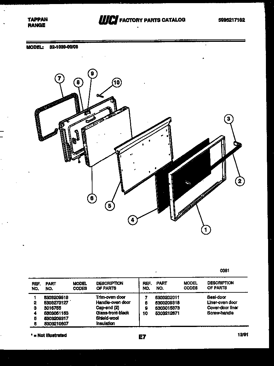Tappan 32-1039-00-06 door parts diagram