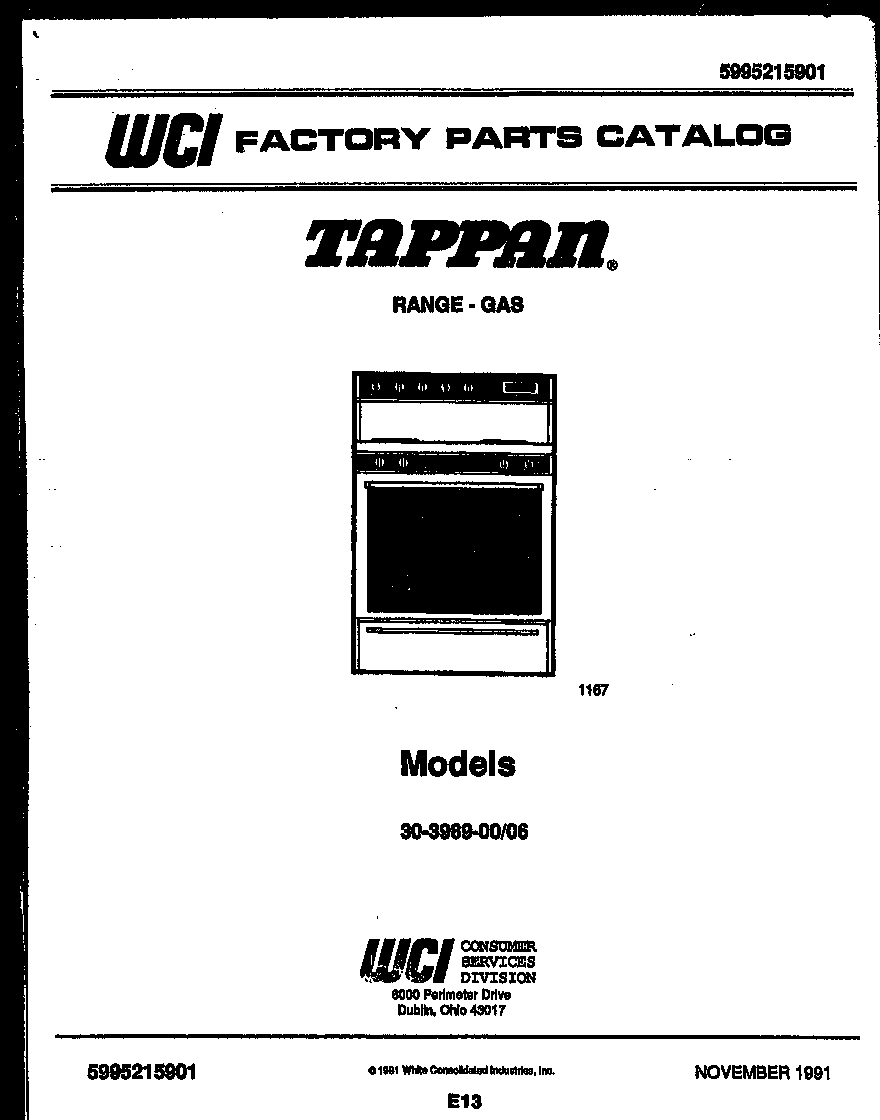 Tappan 30-3989-00-06 cover page diagram