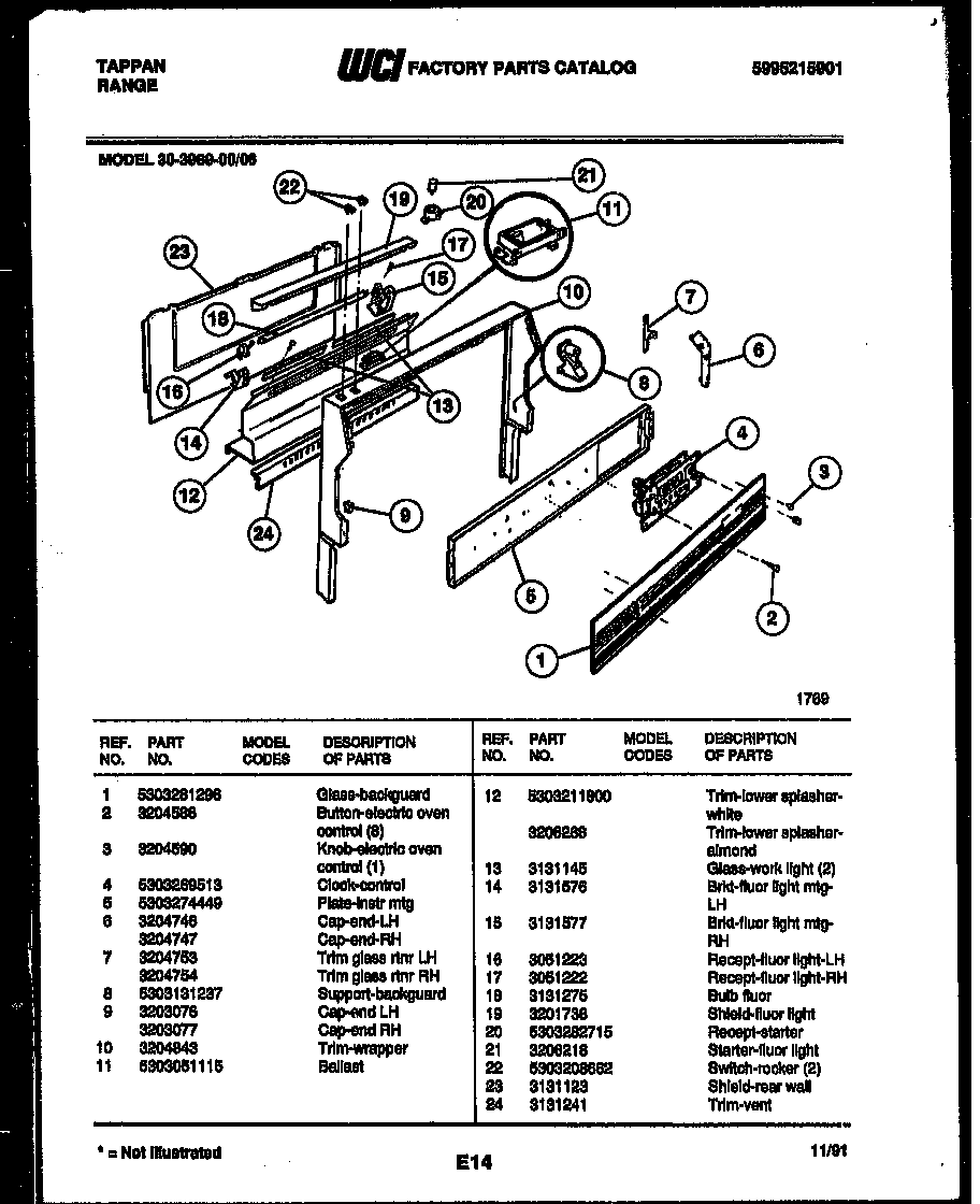 Tappan 30-3989-00-06 backguard diagram