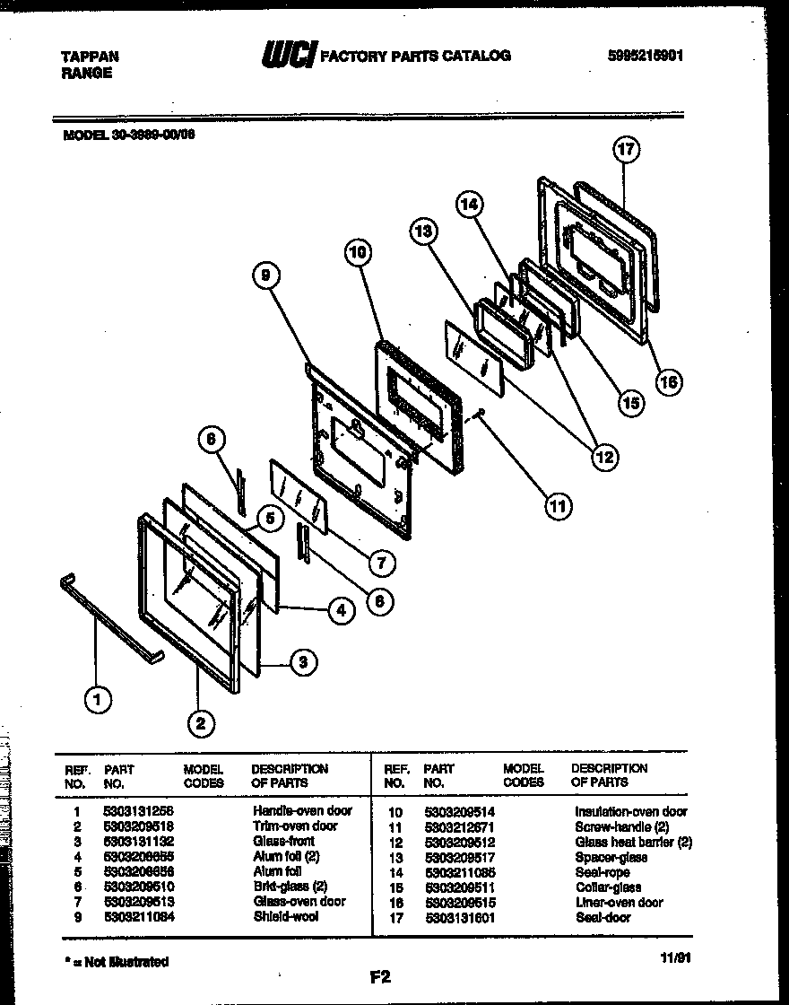 Tappan 30-3989-00-06 door parts diagram