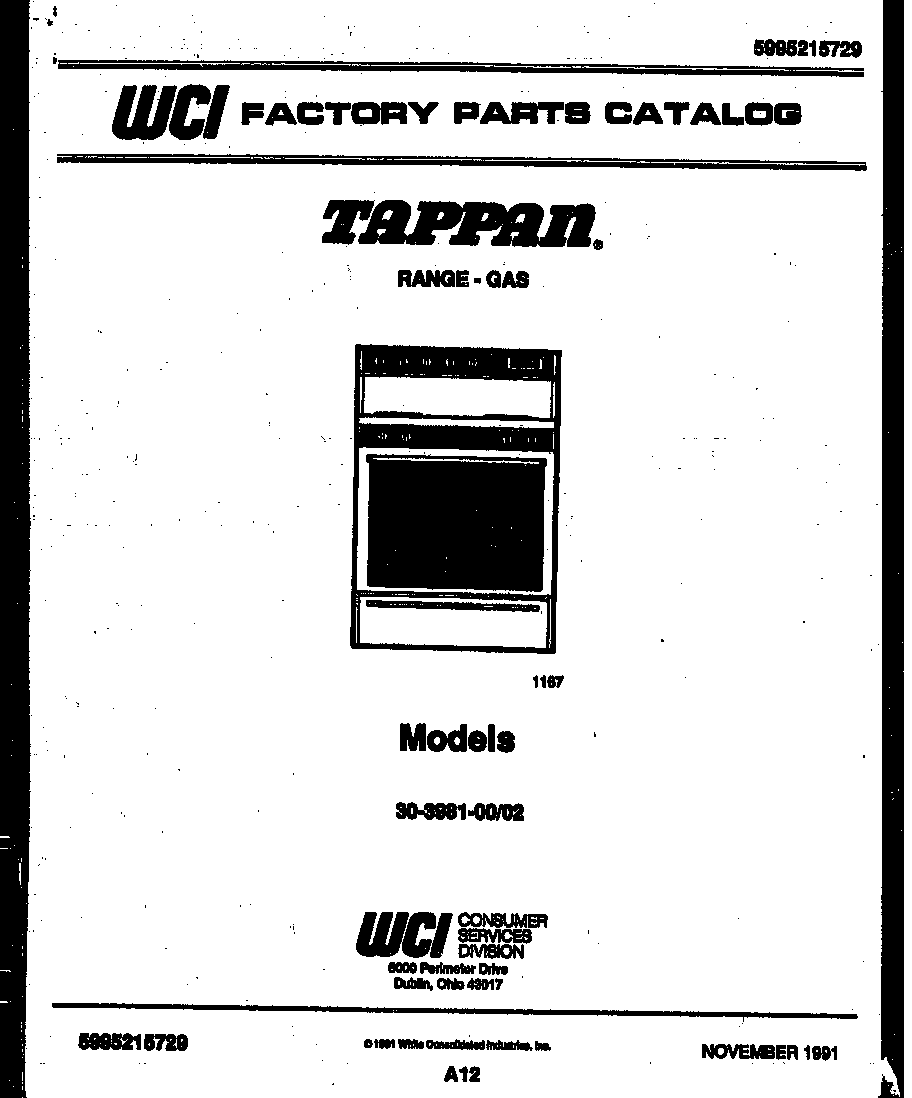 Tappan 30-3981-00-02 cover page diagram
