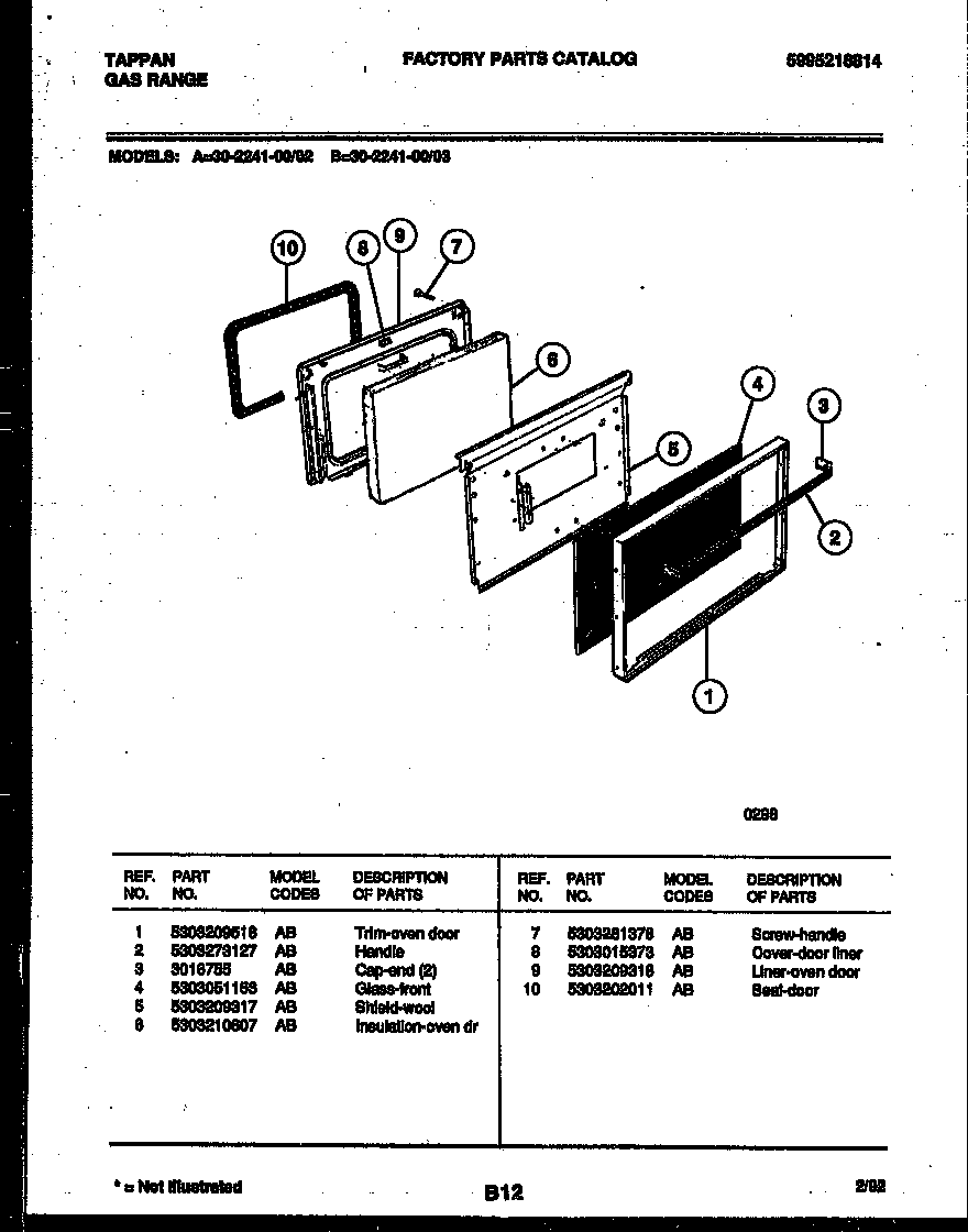 Tappan 30-2241-23-03 door parts diagram