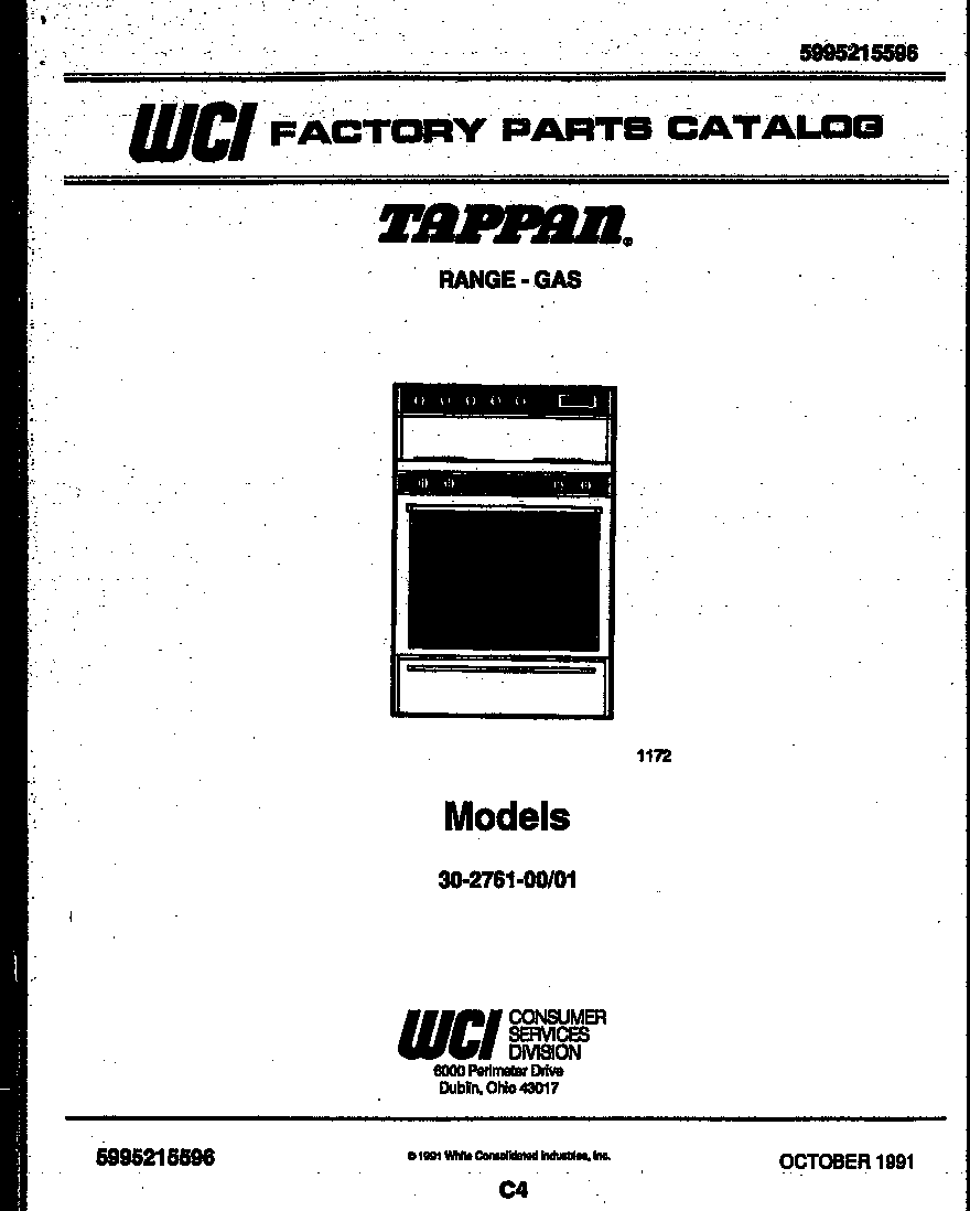 Tappan 30-2761-23-01 cover page diagram
